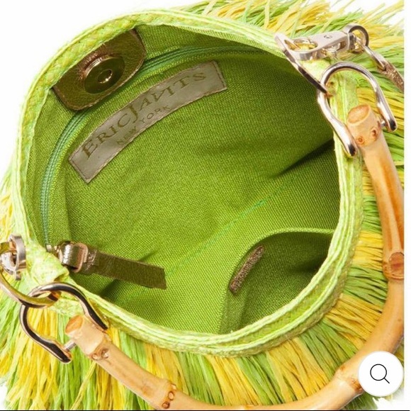 HOST PIC LAST ERIC JAVITS LIL’ MAMBO STRAW BAG IN CHARTREUSE - Picture 6 of 8